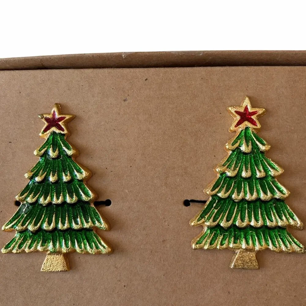 NEW Tahari Home Christmas Tree Napkin Rings Set of 4 Chic Holiday Hosting